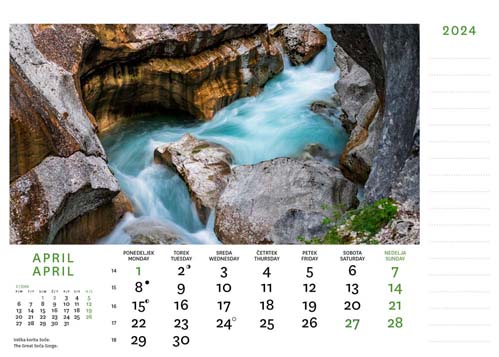 Desk calendar Julian Alps 2024 - April