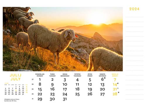 Desk calendar Julian Alps 2024 - July