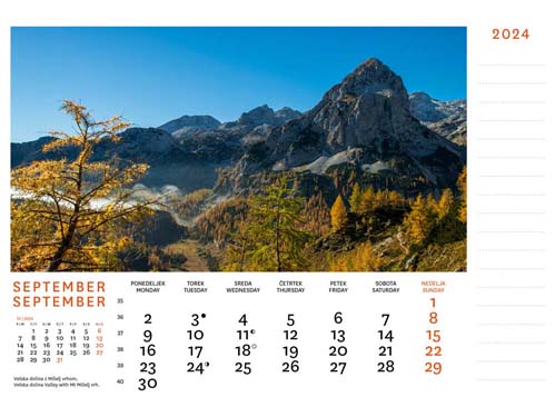 Desk calendar Julian Alps 2024 - September
